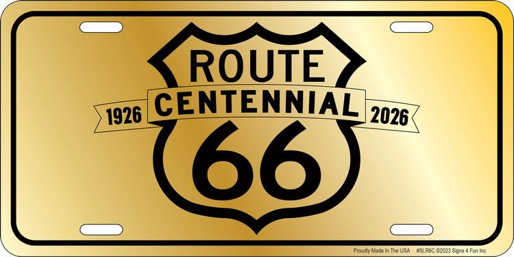 Route 66 Centennial Gold License Plate