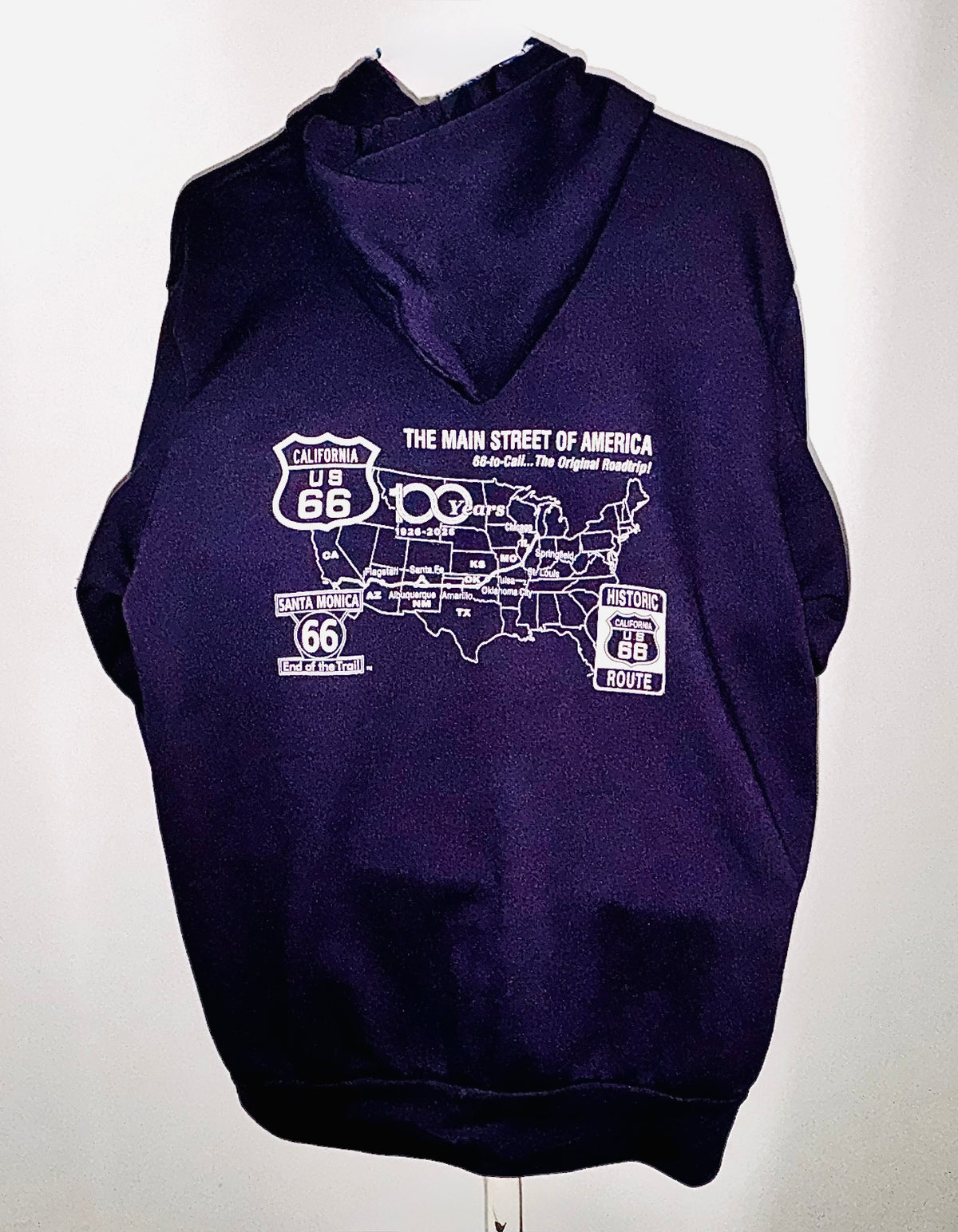 Route 66 Map Full-Zip Hoodie in Navy Blue
