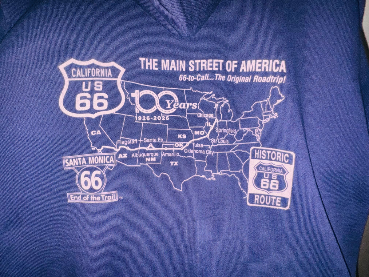 Route 66 Map Full-Zip Hoodie in Navy Blue